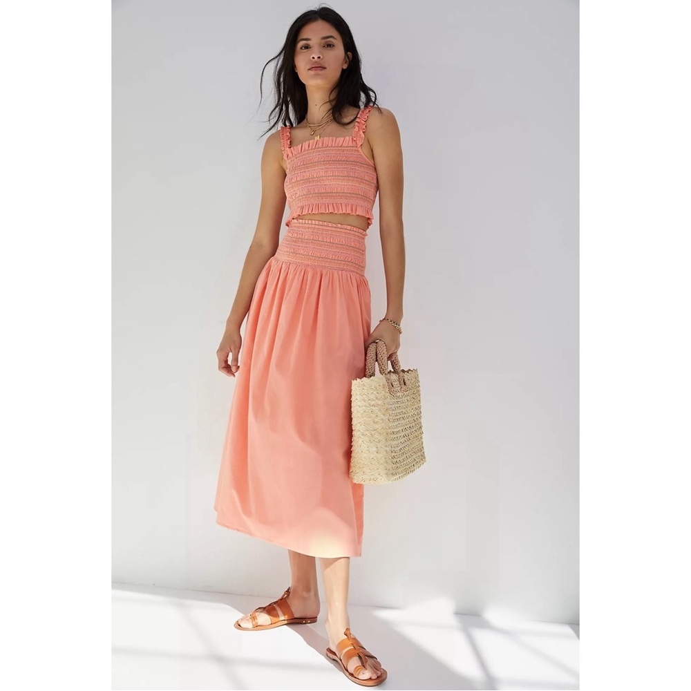Anthropologie Smocked TWO Piece Skirt Set NWT SZ XL